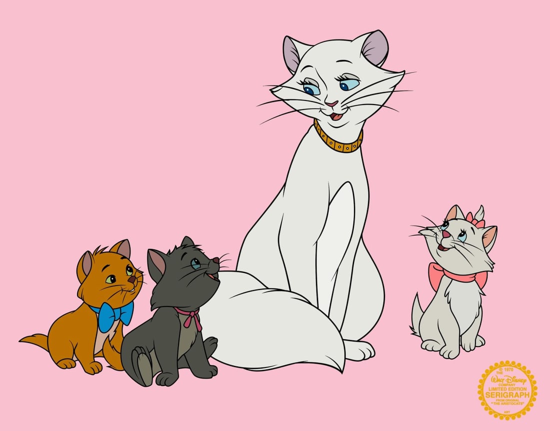 Disney ARISTOCATS Limited Edition Sericel Animation Art Cel: This is a Limited Edition Serigraph Cel from 1970 Walt Disney Studios Aristocats. Disney?s own artists have selected this scene from the original animation drawings used to produce this classic Disney