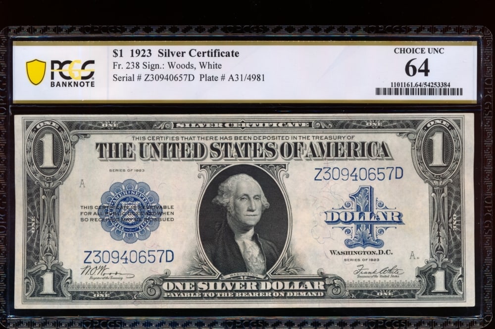 1923 $1 Silver Certificate PCGS 64 (1 of 2)
