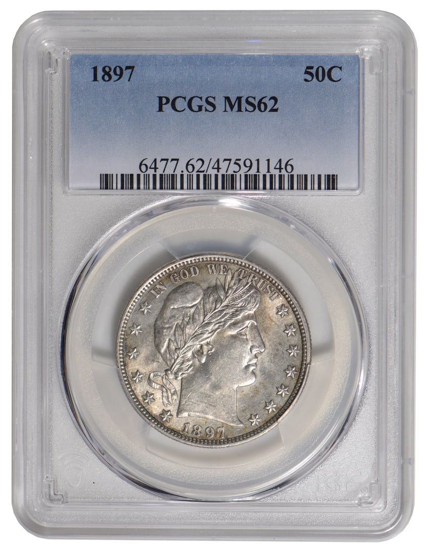 1897 Barber Half Dollar PCGS MS62: One 1897 Barber Half Dollar PCGS MS62.
