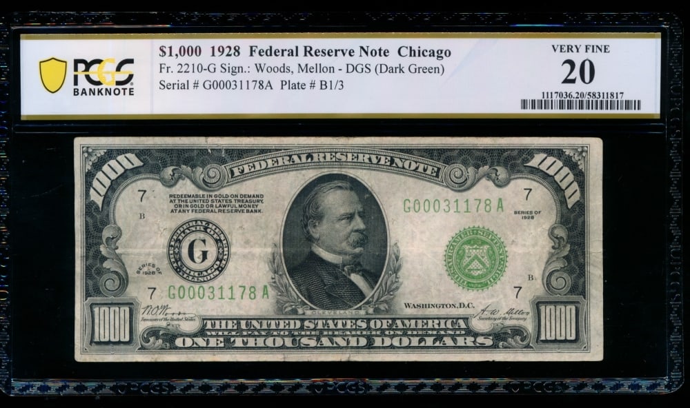 1928 $1000 Chicago FRN PCGS 20 (1 of 2)