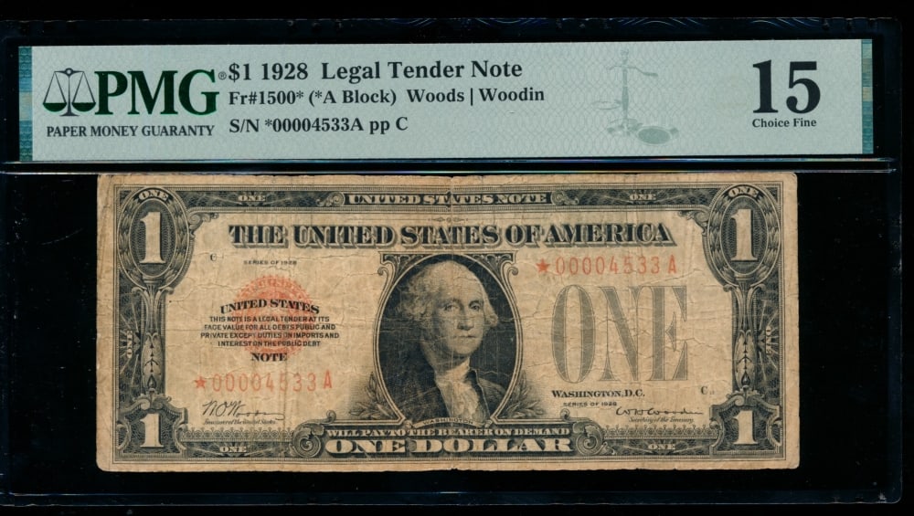 1928 $1 STAR Legal Tender Note PMG 15 (1 of 2)