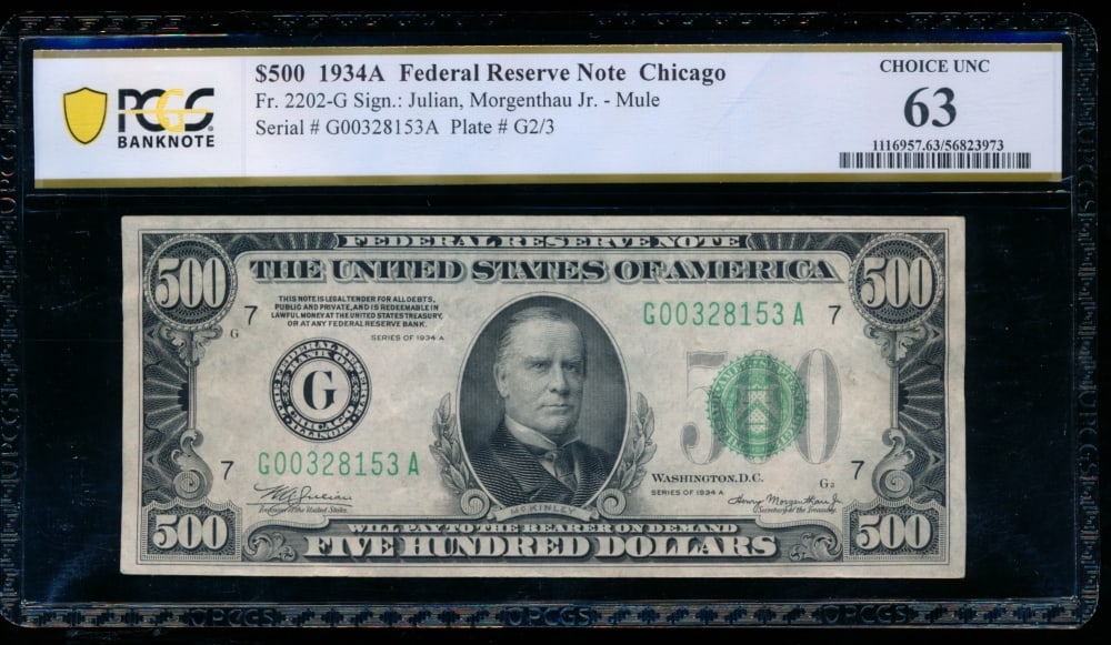 1934A $500 Chicago FRN PCGS 63 (1 of 2)