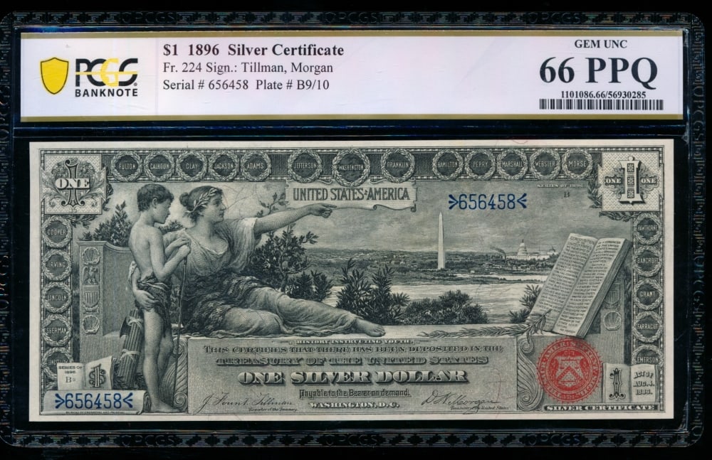 1896 $1 Educational Silver Certificate PCGS 66PPQ (1 of 2)