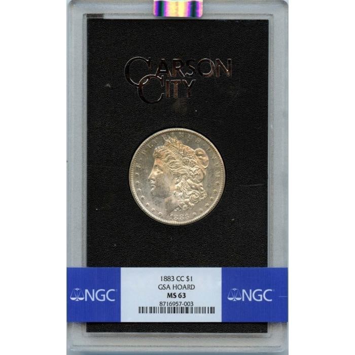 1883-CC $1 Morgan Silver Dollar NGC MS63: One 1883-CC $1 Morgan Silver Dollar NGC MS63.