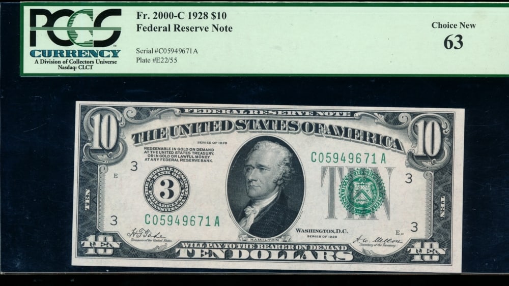 1928 $10 Philadelphia FRN PCGS 63 (1 of 2)