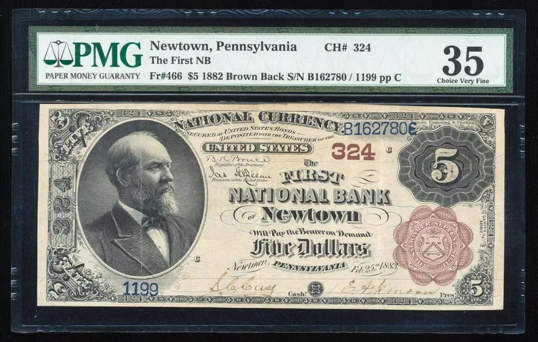 1882 $5 Newton PA National PMG 35 (1 of 2)