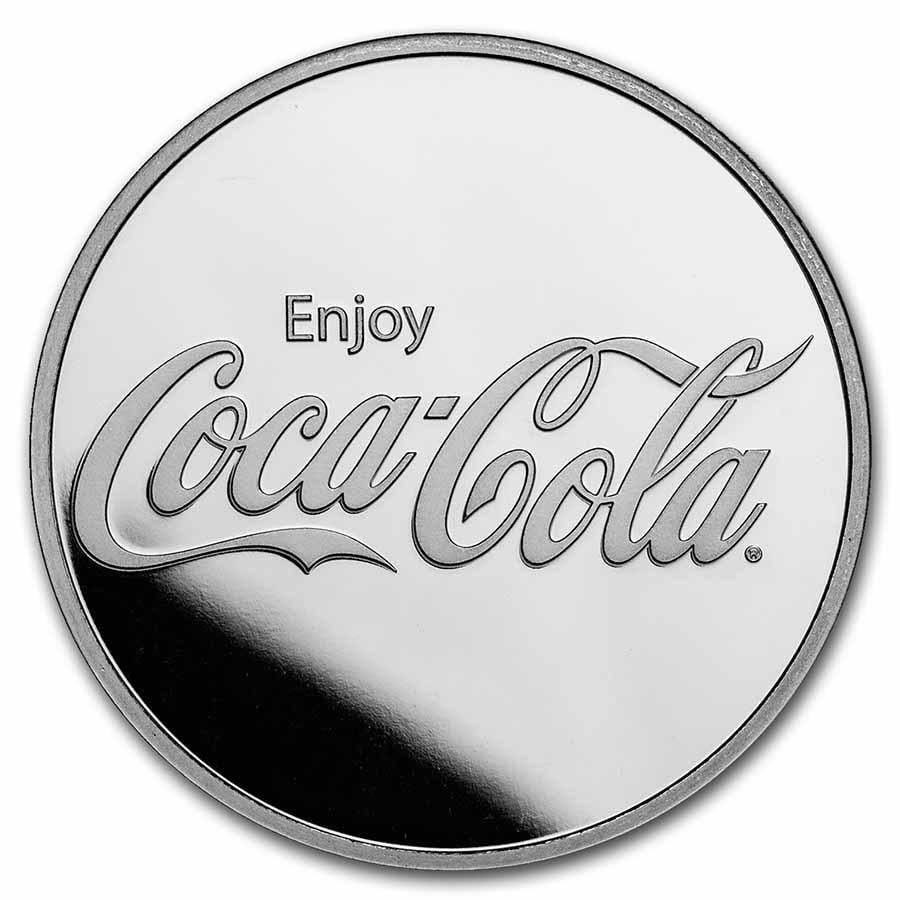 Coca Cola 1oz Silver Struck Round Coin: One Coca Cola 1oz Silver Struck Round Coin.