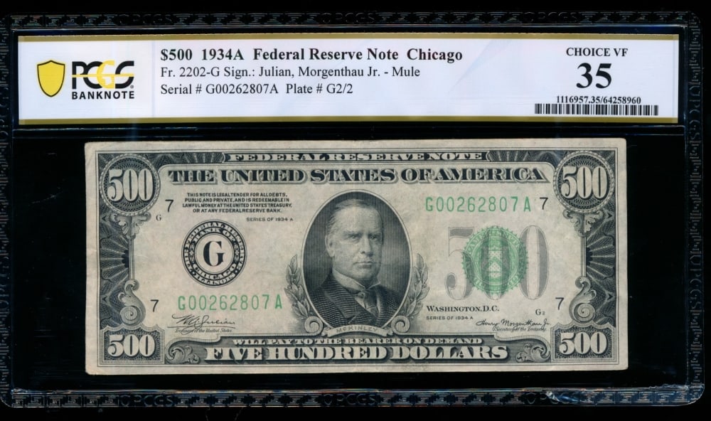 1934A $500 Chicago FRN PCGS 35