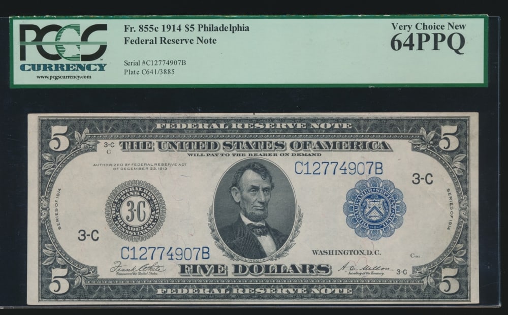 1914 $5 Philadelphia FRN PCGS 64PPQ (1 of 2)