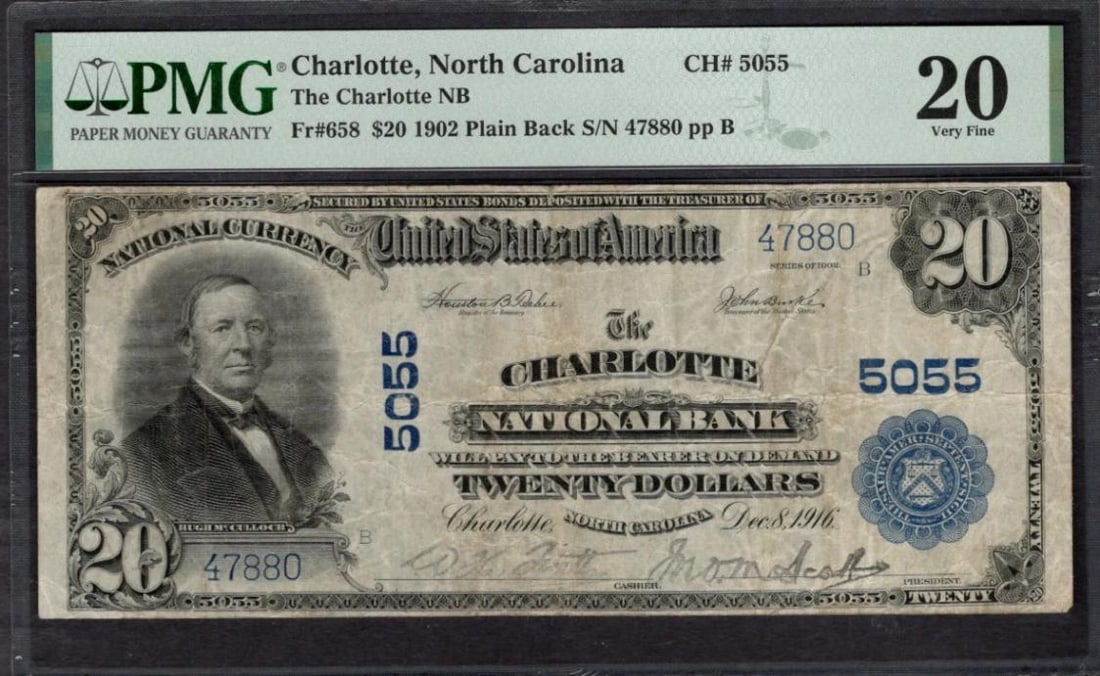 1902 $20 Charlotte NC National PMG 20 (1 of 2)