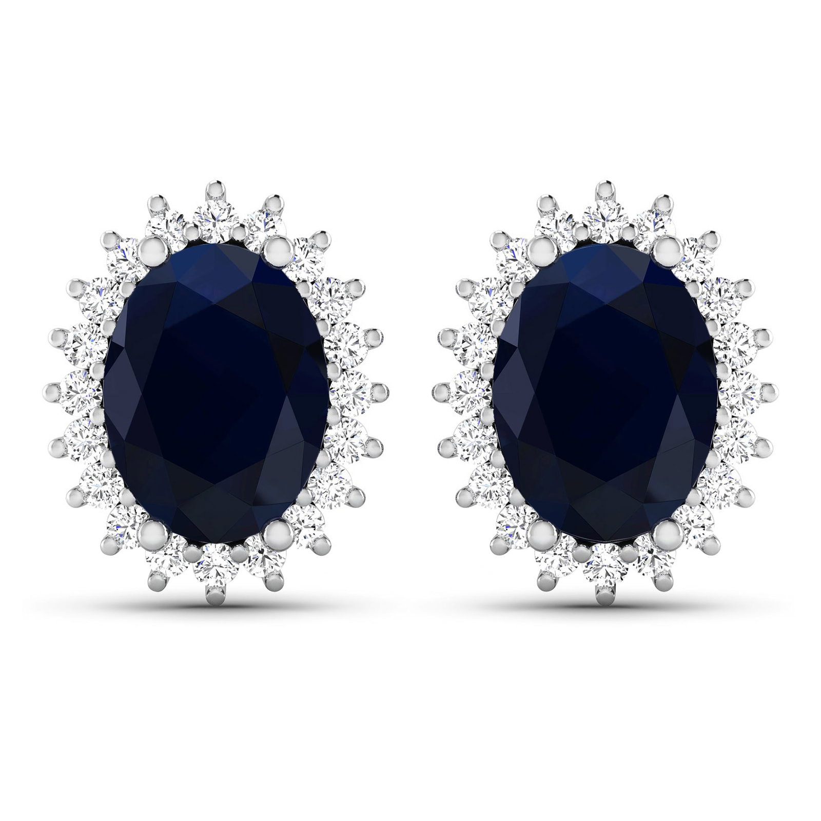 14KT White Gold 2.60ctw Blue Sapphire and Diamond Earrings (1 of 4)