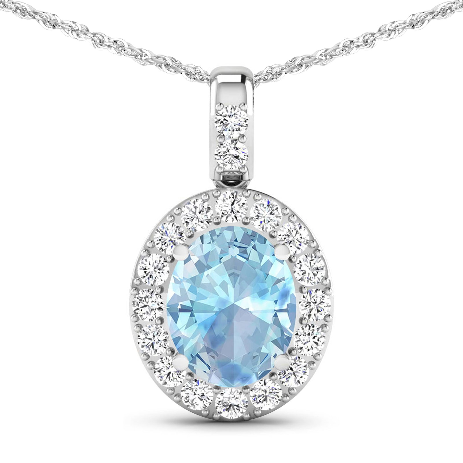 14KT White Gold 1.9ctw Aquamarine and Diamond Pendant (1 of 3)