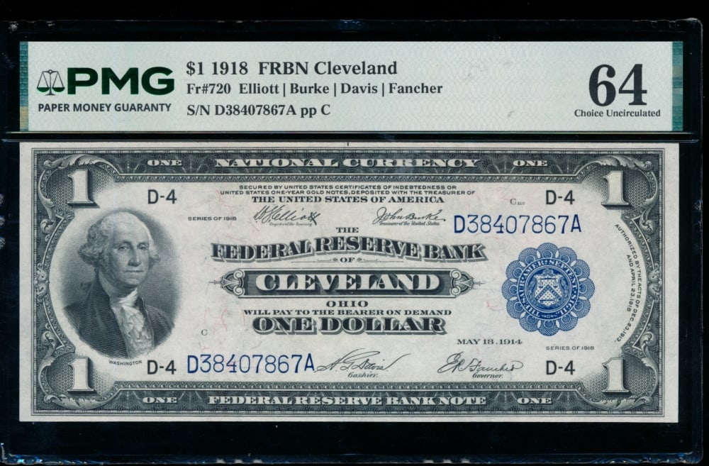 1918 $1 Cleveland FRBN PMG 64 (1 of 2)