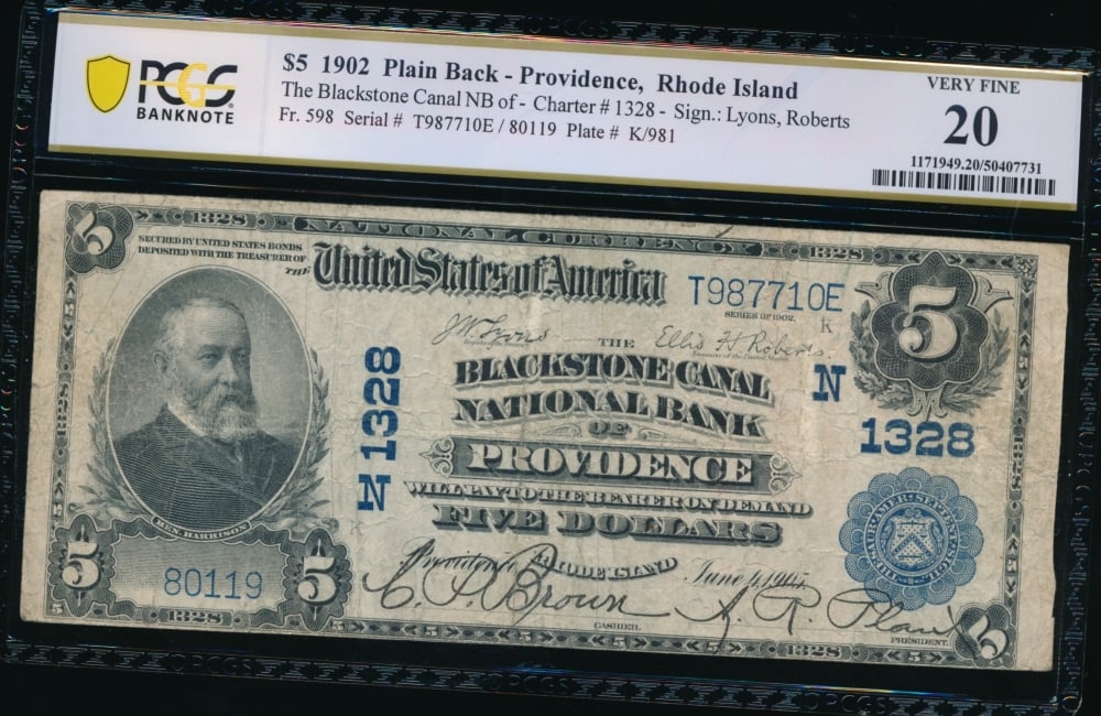 1902 $5 Providence RI National PCGS 20 (1 of 2)