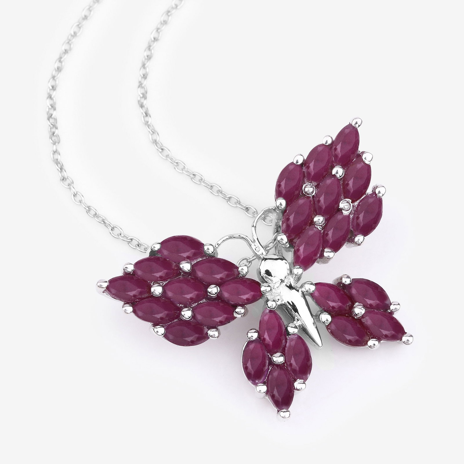 Plated Rhodium 3.12ctw Ruby Pendant - 3