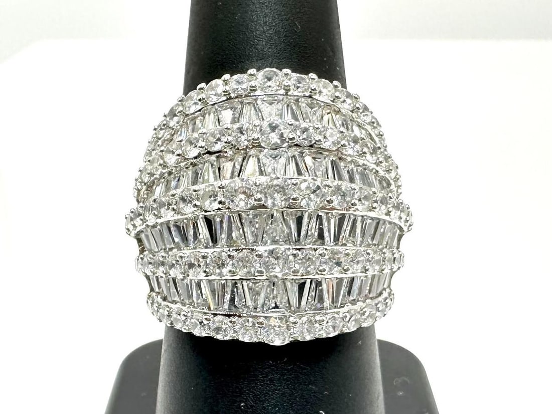 Sparkling 14 Kt White Gold Plate 21.5 Cttw. Simulated Diamond Ring (1 of 9)