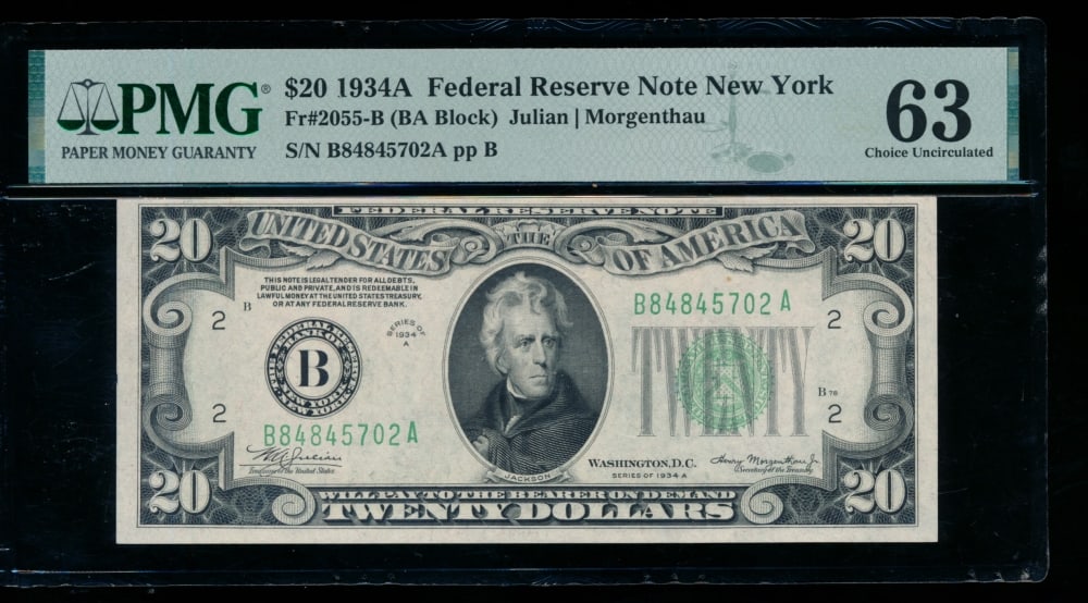 1934A $20 New York FRN PMG 63 (1 of 2)