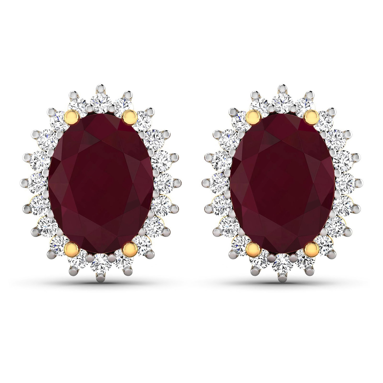 14KT Yellow Gold 3.00ctw Ruby and Diamond Earrings (1 of 4)