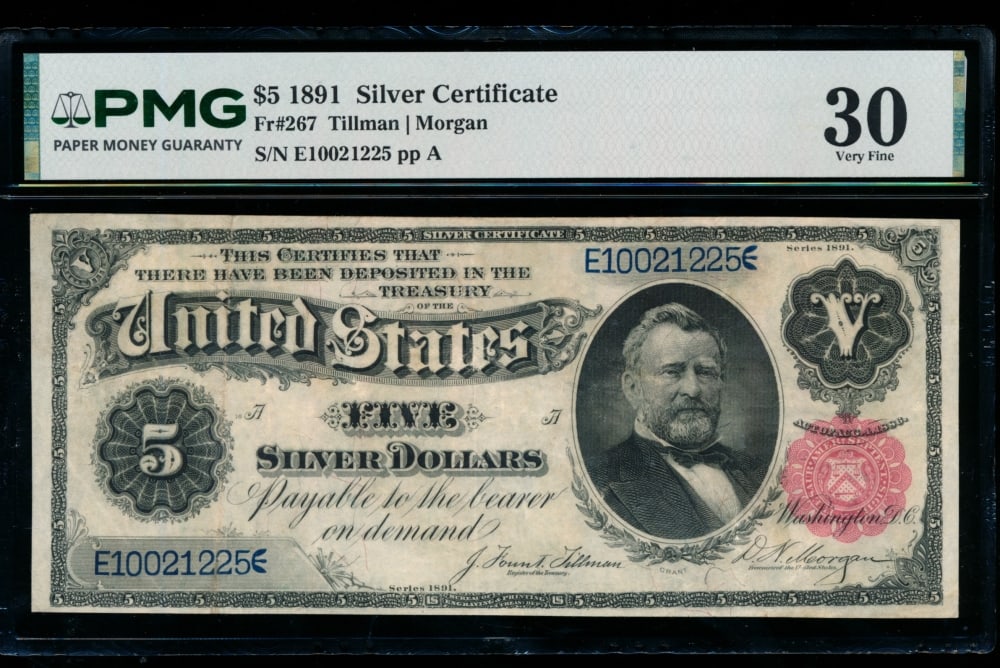 1891 $5 Silver Certificate PMG 30 (1 of 2)