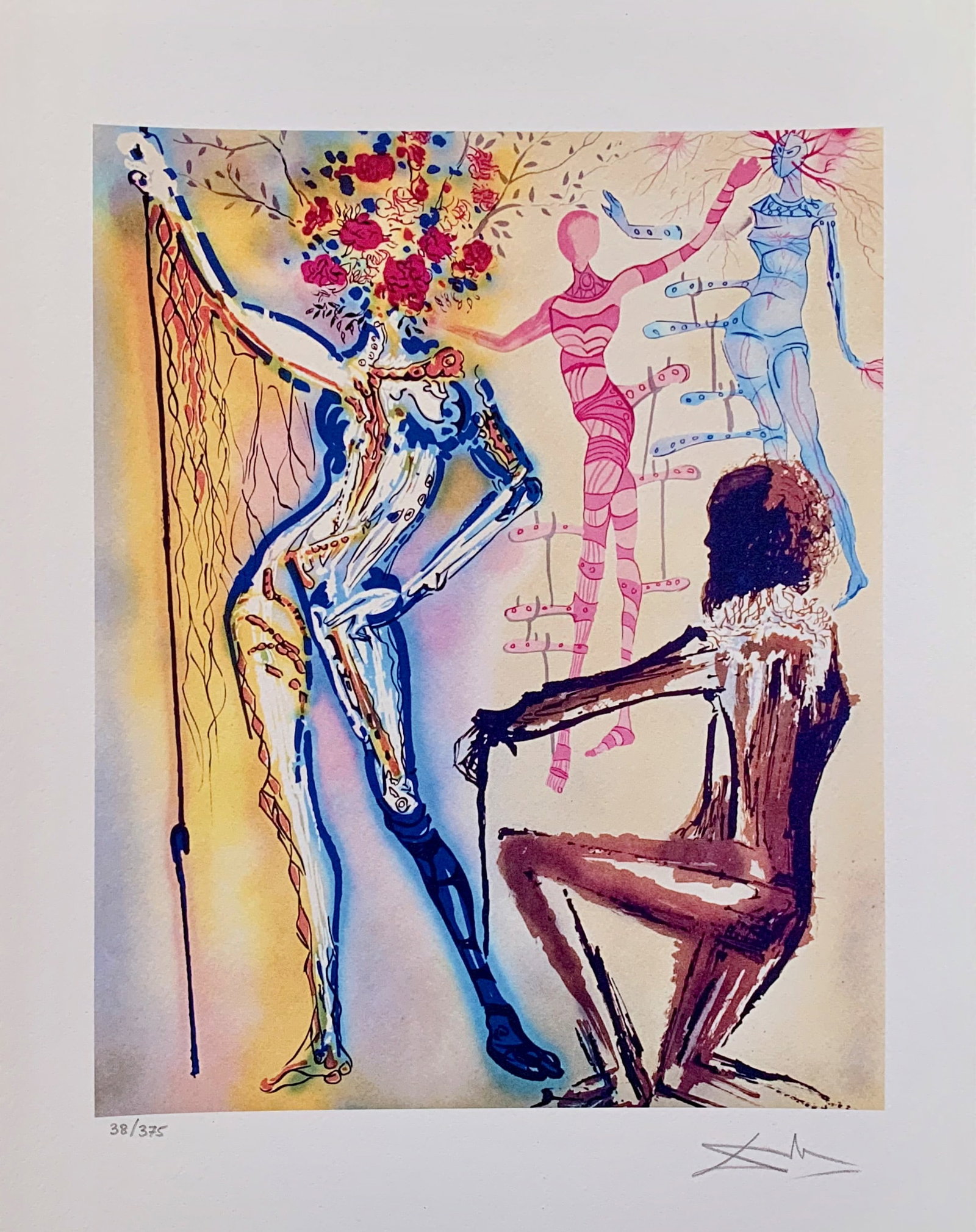 Salvador Dali BALLET OF FLOWERS Facsimile Signed Limited Edition Giclee: This is a limited edition giclee titled BALLET OF FLOWERS by Salvador Dali. This piece is facsimile signed on the lower right. Pencil numbered from an edition of 375. Paper measures 17 inches x 12 inc