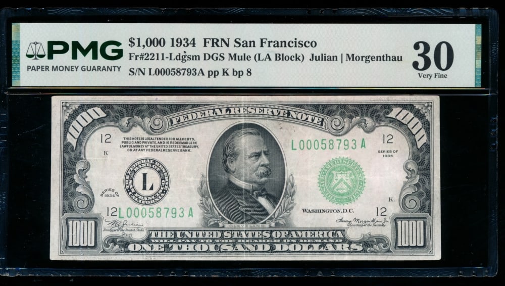 1934 $1000 San Francisco FRN PMG 30 (1 of 2)