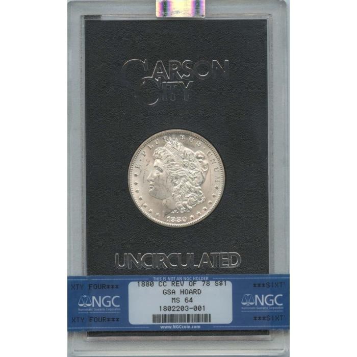 1880-CC $1 Morgan Silver Dollar NGC MS64: One 1880-CC $1 Morgan Silver Dollar NGC MS64.