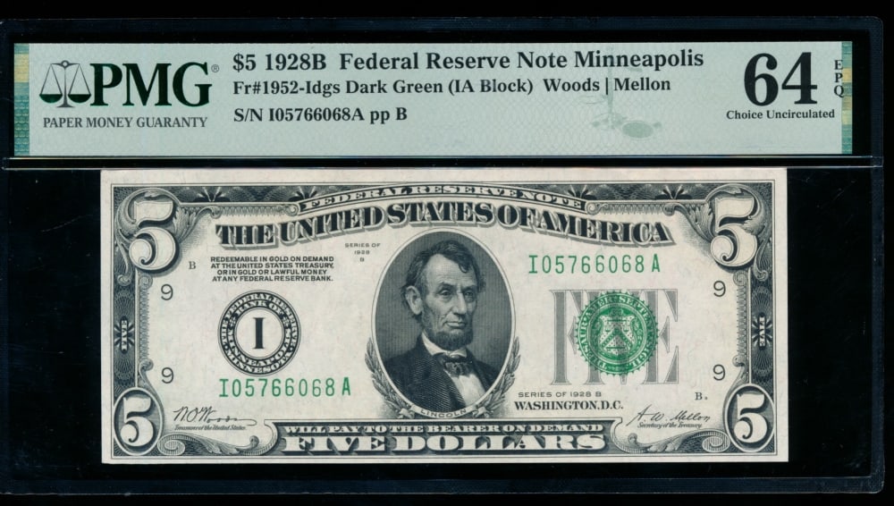 1928B $5 Minneapolis FRN PMG 64EPQ (1 of 2)