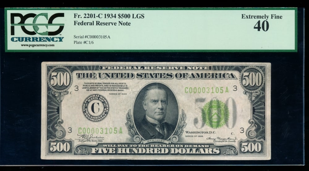 1934 $500 Philadelphia FRN PCGS 40 (1 of 2)