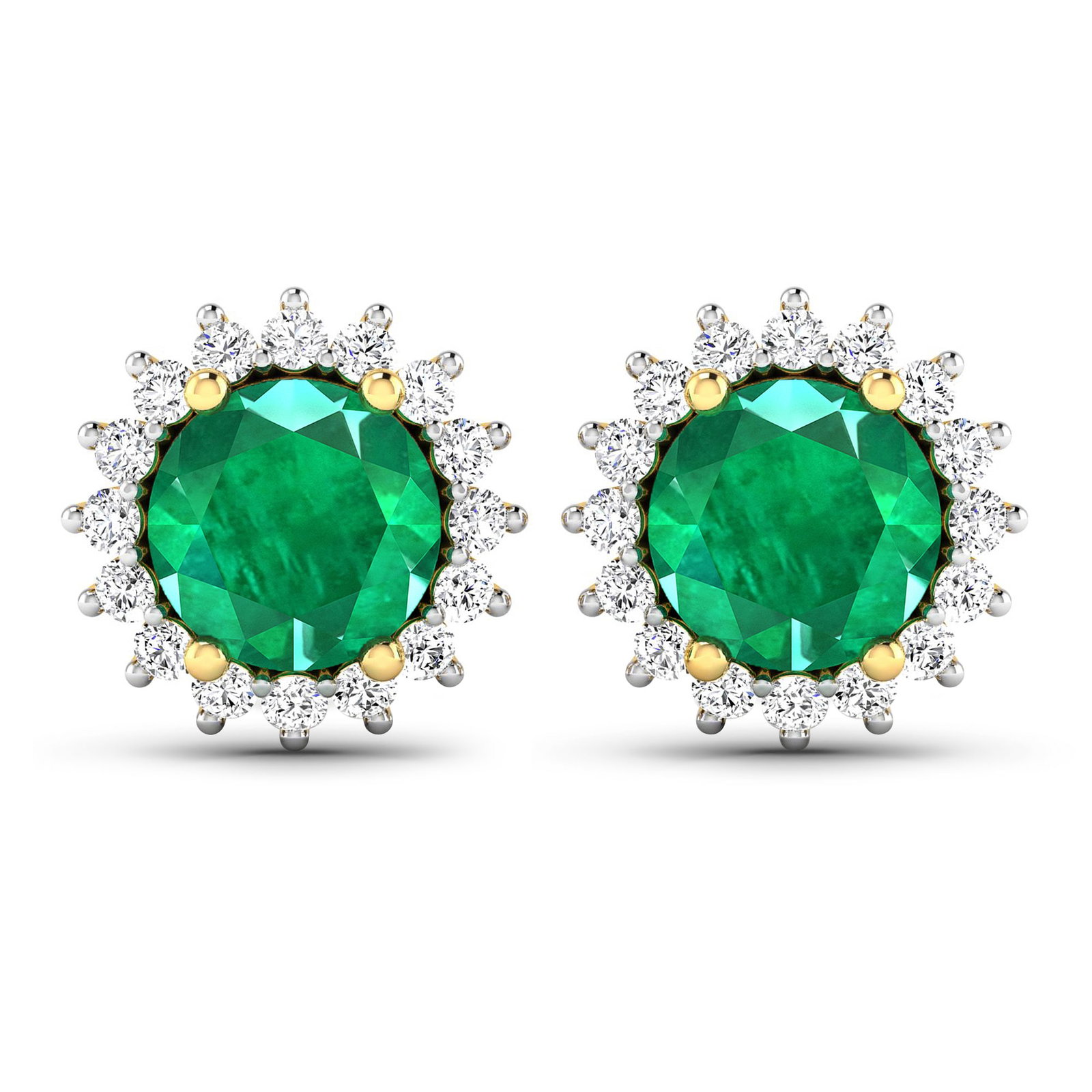 14KT Yellow Gold 1.36ctw Zambian Emerald and Diamond Earrings (1 of 4)