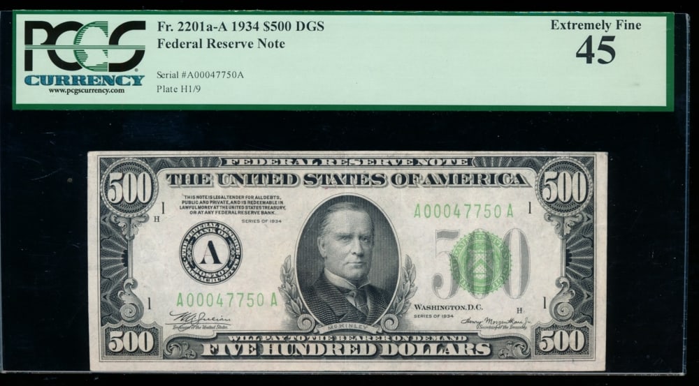 1934 $500 Boston FRN PCGS 45 (1 of 2)