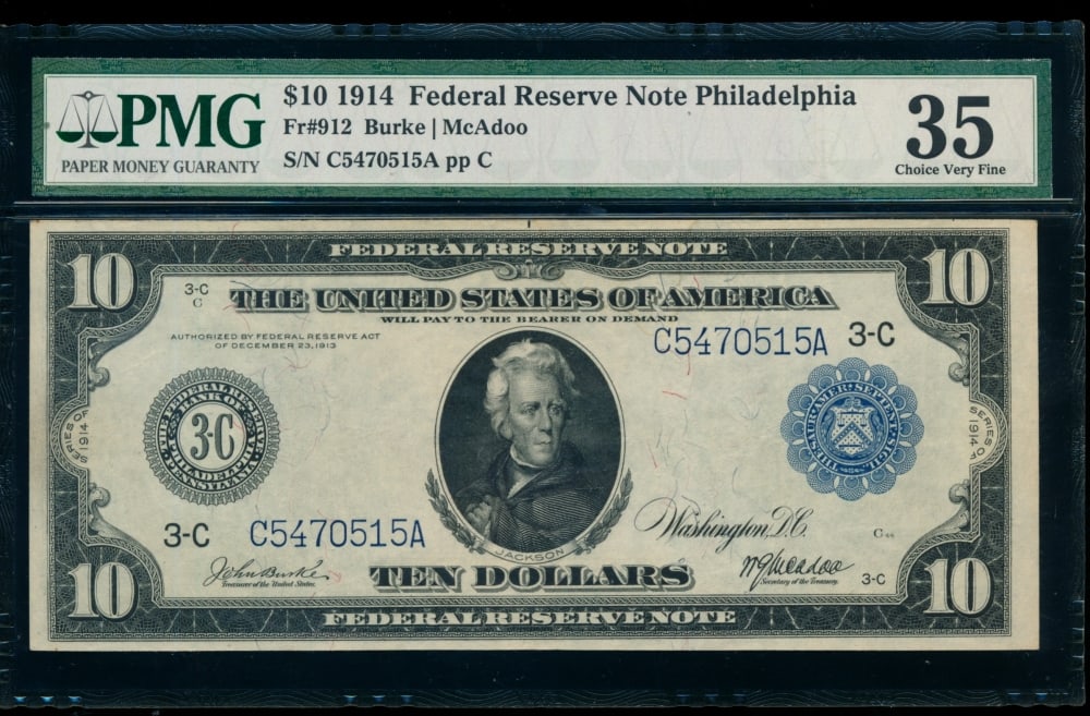 1914 $10 Philadelphia FRN PMG 35 (1 of 2)