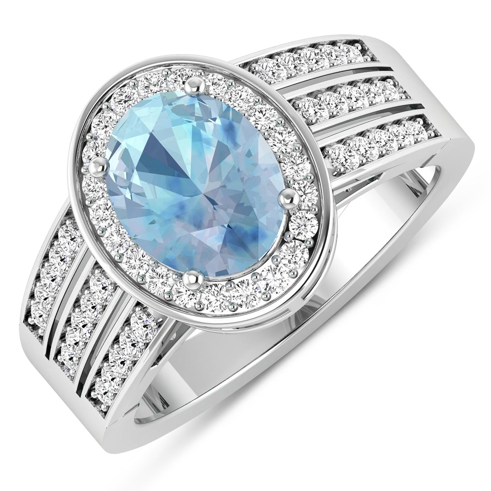 14KT White Gold 1.28ctw Aquamarine and Diamond Ring (1 of 4)