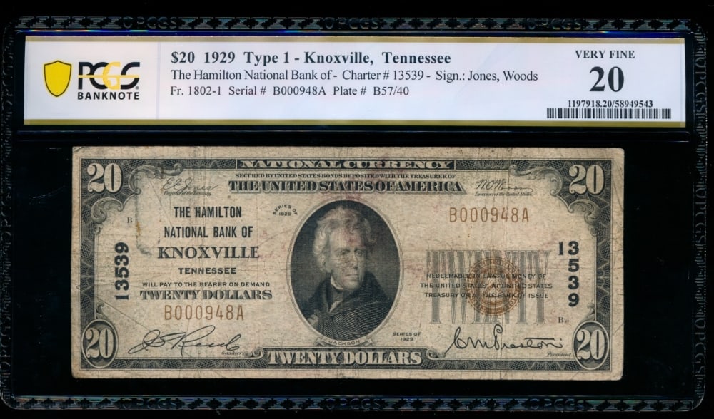 1929 $20 Knoxville TN National PCGS 20 (1 of 2)