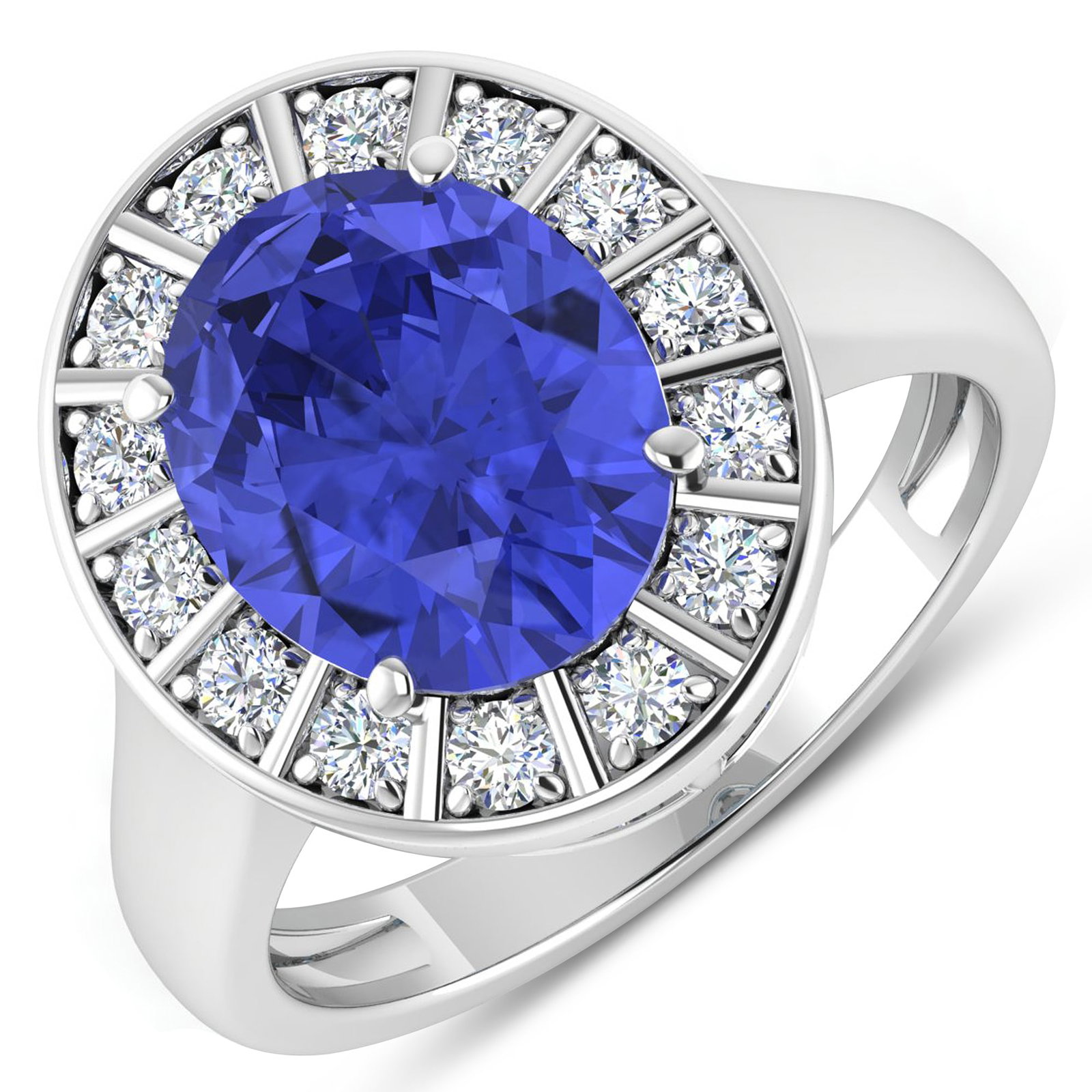 14KT White Gold 3.43ct Tanzanite and Diamond Ring (1 of 4)