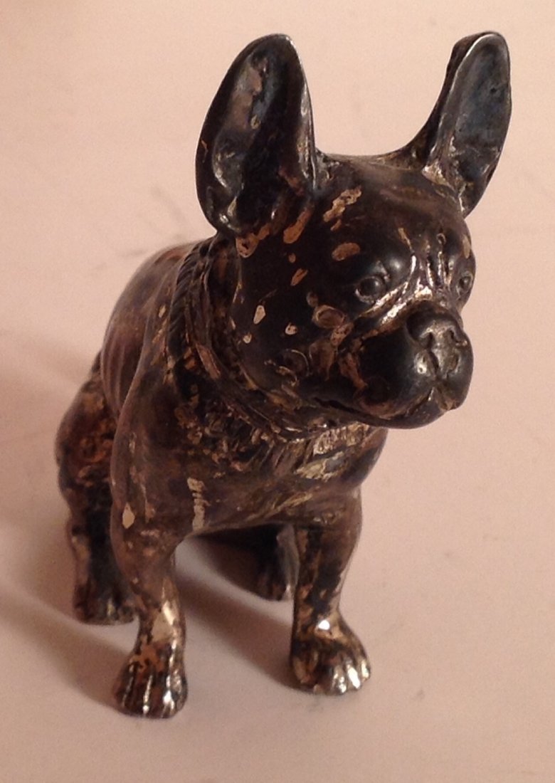 Estate antique French bulldog metal figurine (1 of 4)