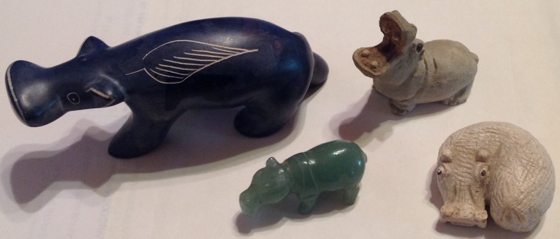 Estate vintage old hippo jade & stone lot figurines (1 of 4)