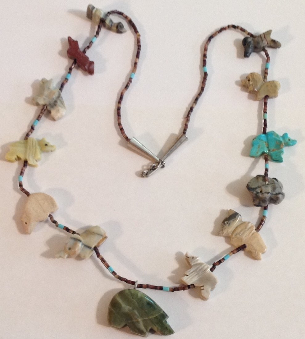 Native American animal fetish heishi necklace (1 of 4)