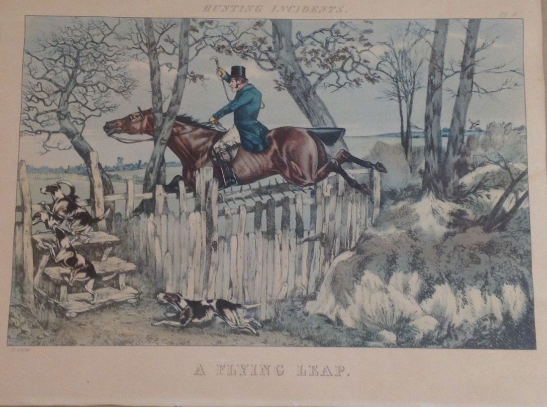 estate vintage Henry Alken color etching print (1 of 4)