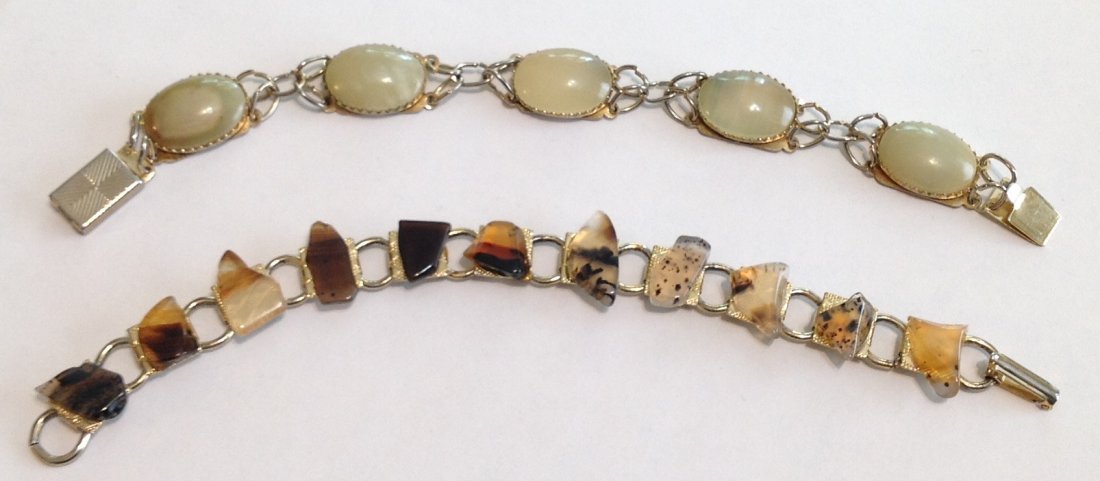 Estate vintage lot of moss agate assorted bracelets (1 of 3)