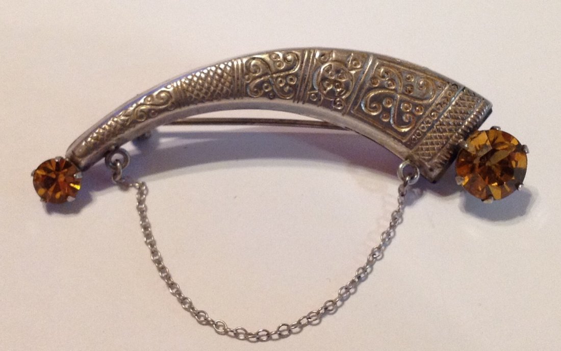 antique Scottish Glasgow Sterling silver horn brooch (1 of 5)