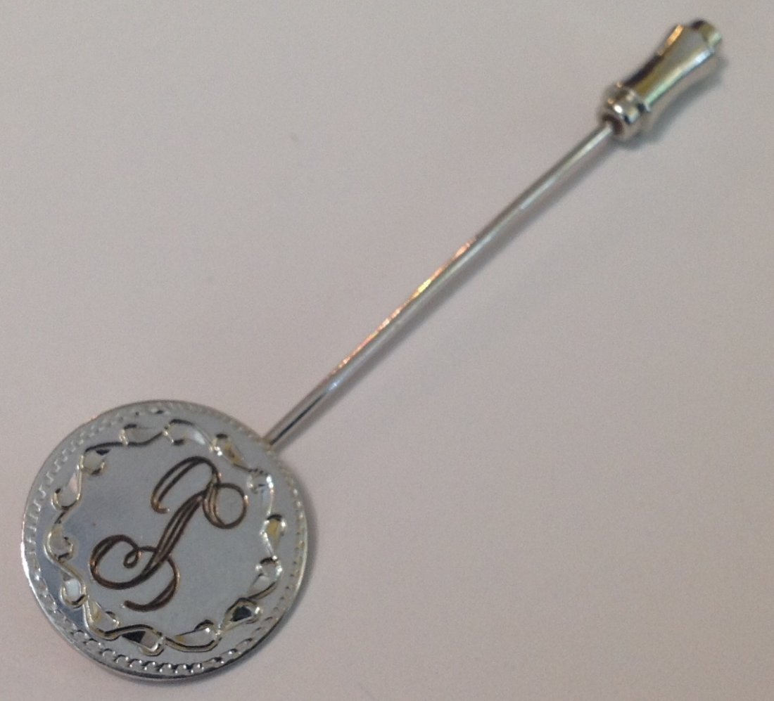 Estate vintage Sterling monogram letter hat lapel pin (1 of 3)