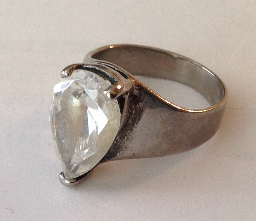 Estate vintage Sterling silver gemstone modernist ring (1 of 3)