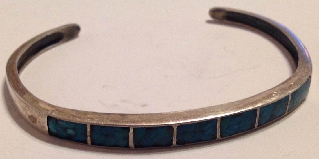 Estate old native Sterling silver turquoise  bracelet (1 of 4)