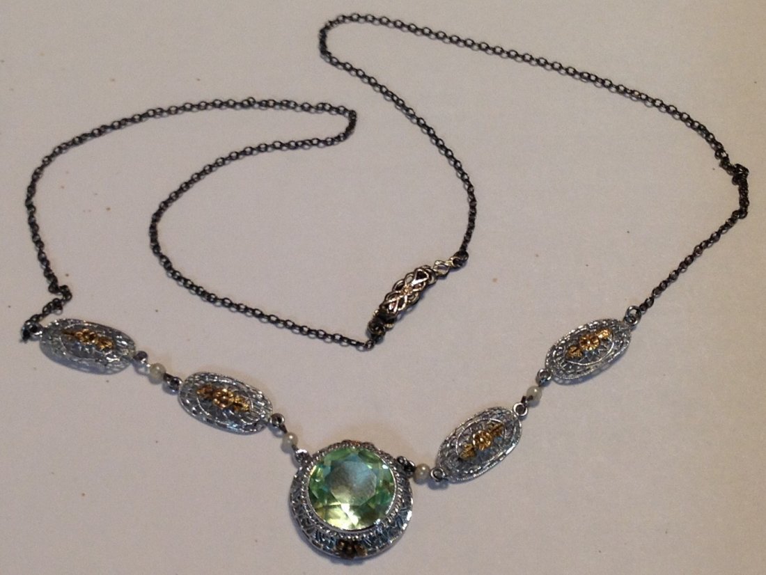 Antique Victorian Sterling silver gemstone necklace (1 of 6)