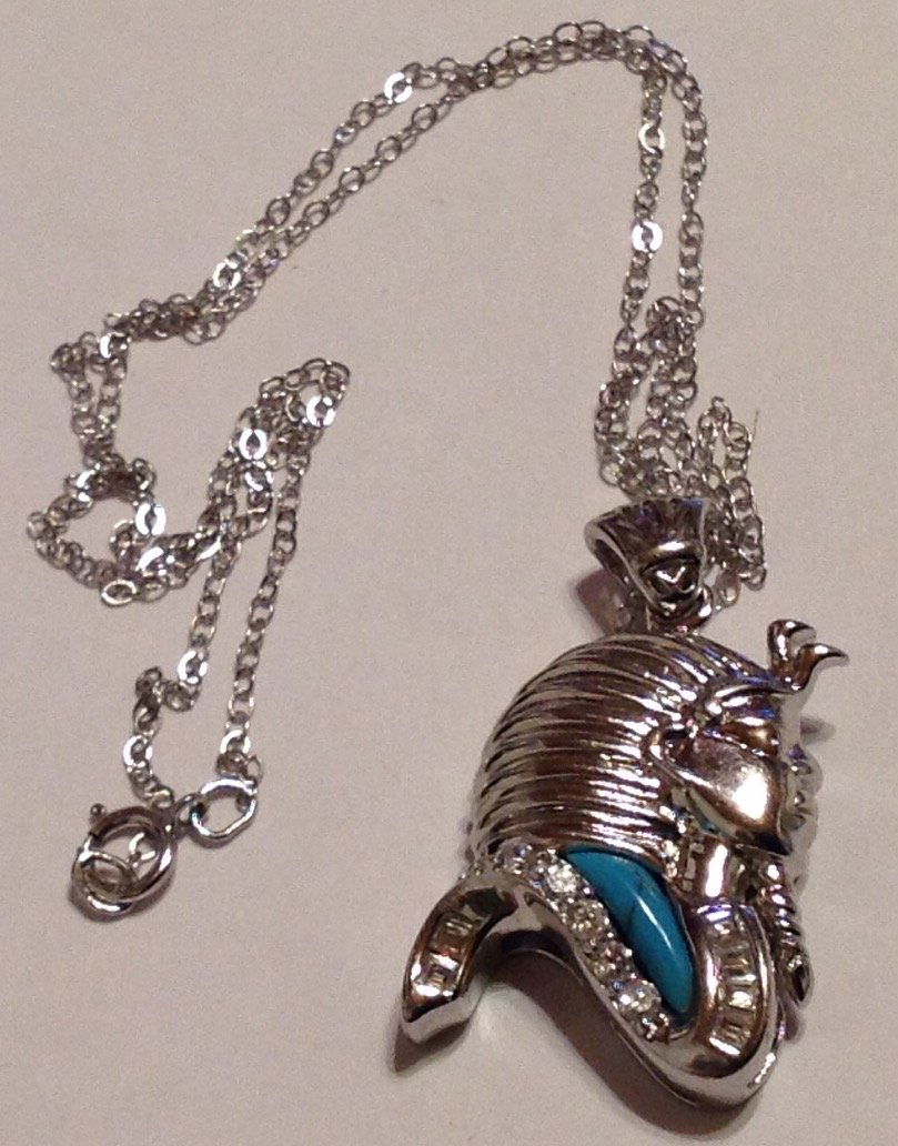 estate Sterling silver turquoise king tut necklace (1 of 4)