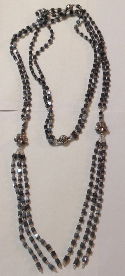 Estate Vintage long Hematite statement lariat necklace (1 of 4)