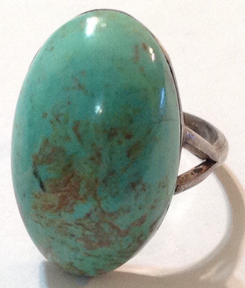 Estate Sterling Silver Huge royston turquoise ring (1 of 3)