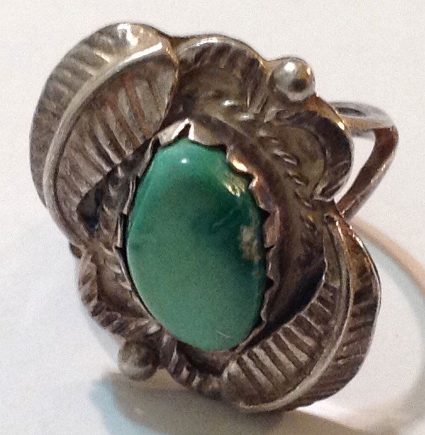 Estate Sterling Silver Old pawn turquoise ring (1 of 3)