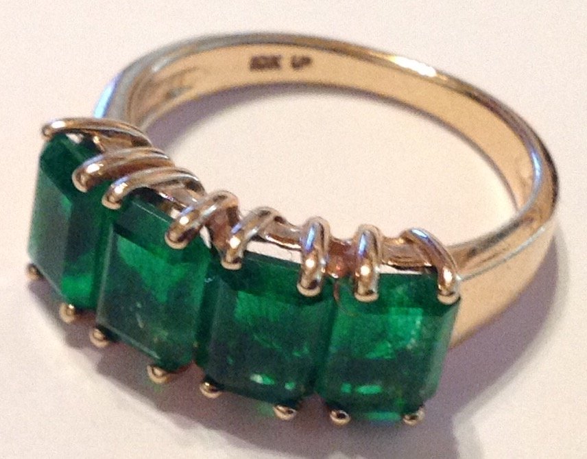 Estate vintage 10k gold emerald encrusted ring (1 of 3)