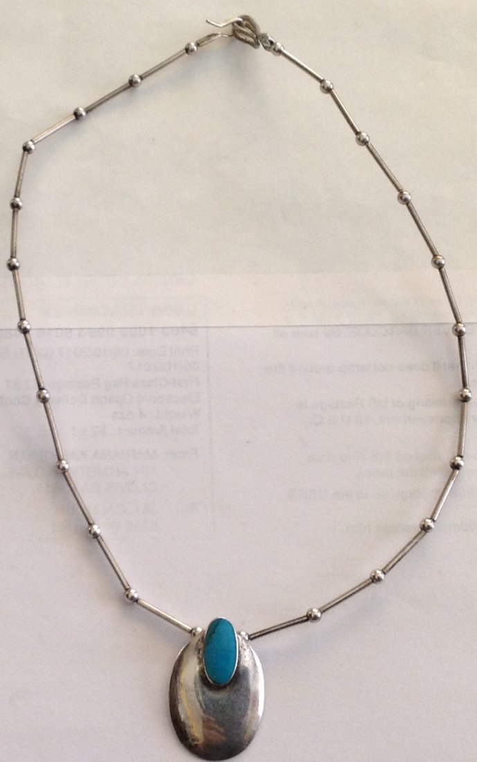 Estate native Sterling turquoise pendant  necklace (1 of 4)